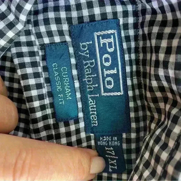 Polo by Ralph Lauren, black-n-white gingham long sleeve button-down Sz-XL - Picture 5 of 6